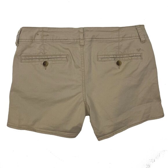 American Eagle Outfitters Womens Khaki Tan Shorts Stretch Shortie 6 - Picture 3 of 3